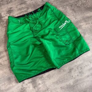 Y2K 2000's 00's Quiksilver Baggy Relax Fit Forest Kelly Green Board Short's
